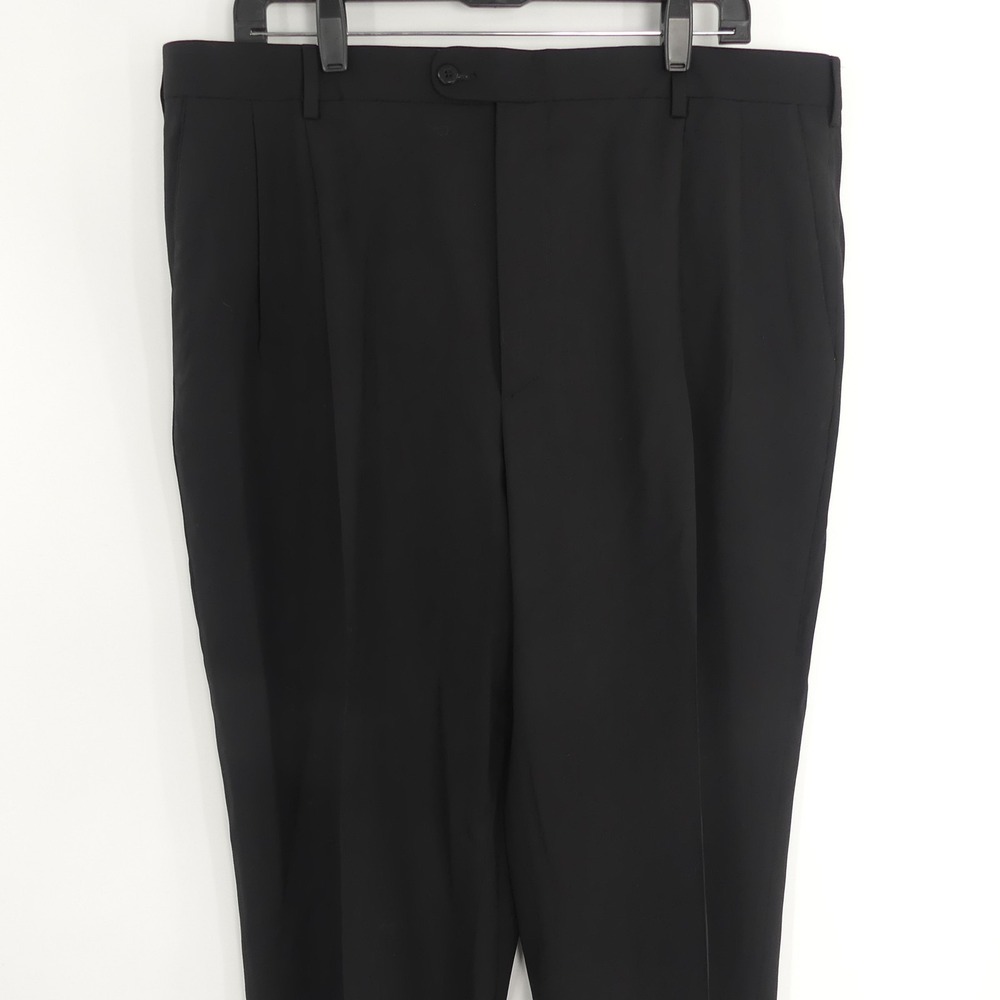 Zanella Bennett Wool Dress Pants Pleated Black Stripe Men's 40x33
